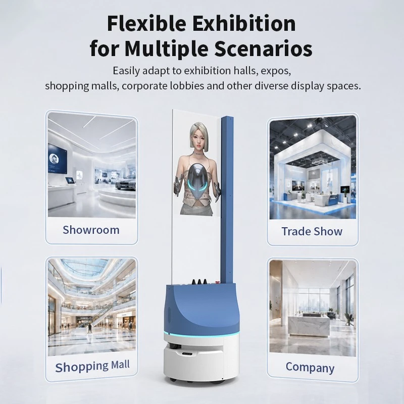 30-Inch OLED Transparent Display Mobile Advertising Robot factory