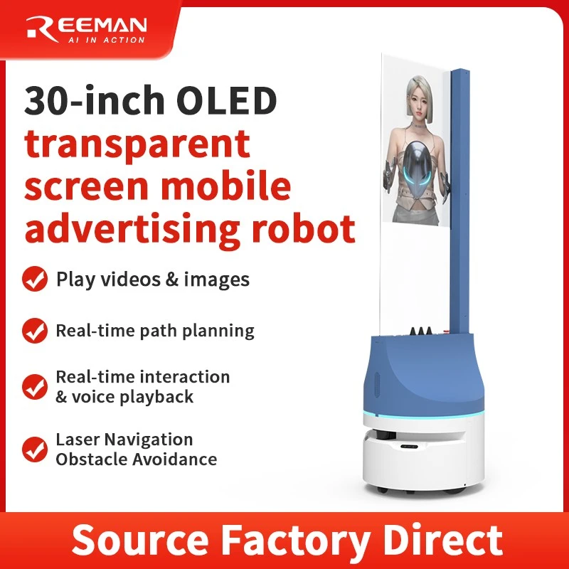 30-Inch OLED Transparent Display Mobile Advertising Robot suppliers